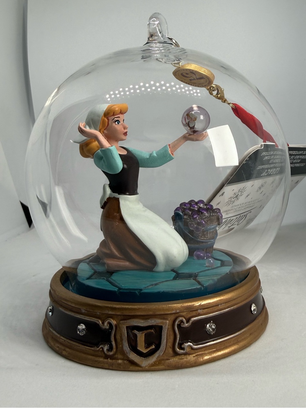 Disney Parks Cinderella 75th Anniversary Glass Ornament Bubbles Reflection NEW
